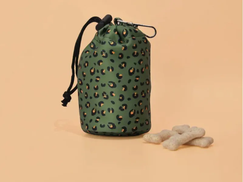 Cocopup London Drawstring Treat Pouch - Khaki Leopard